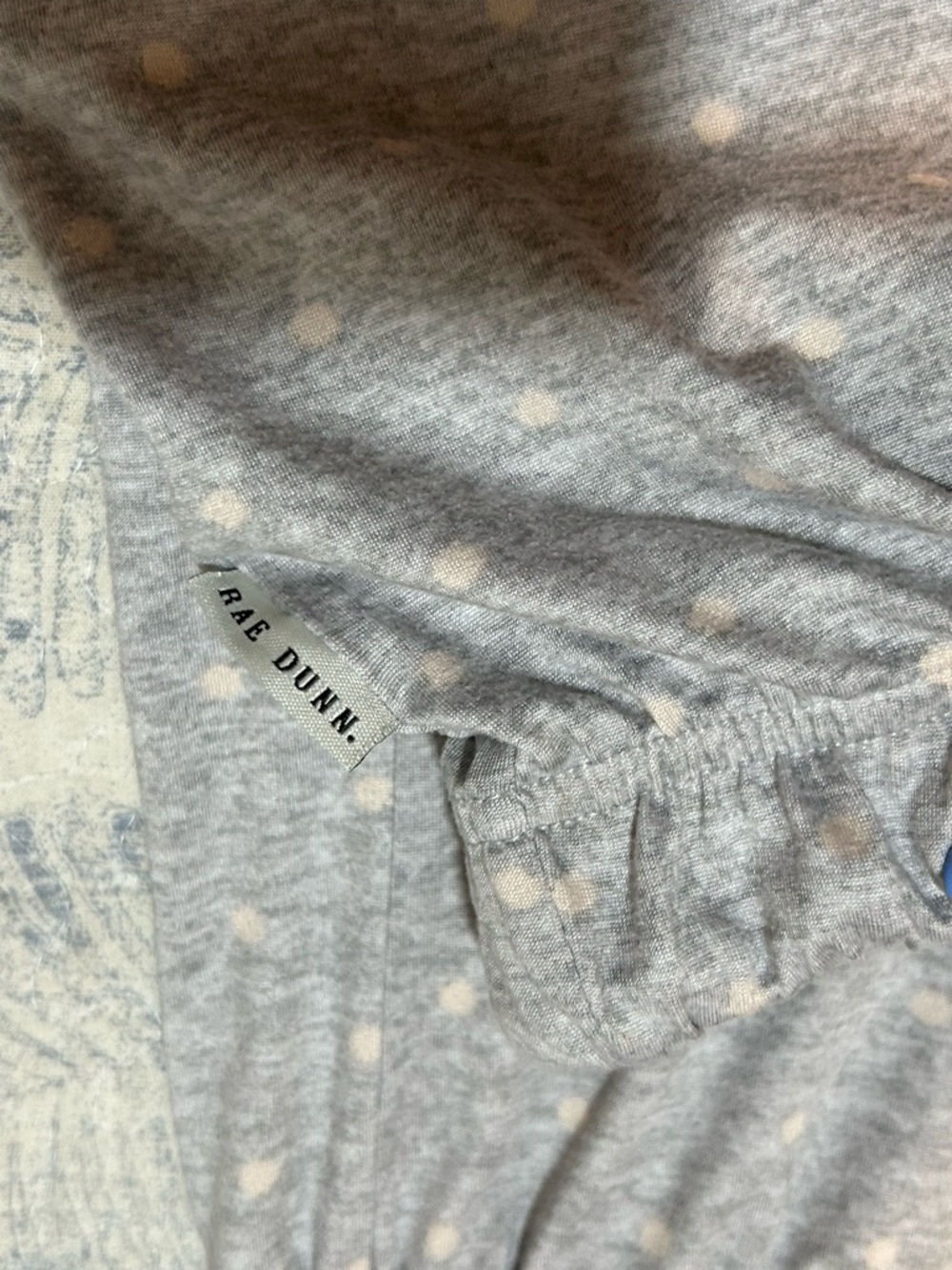 Rae Dunn Light Gray Polka Dot Lounge Top - Picture 2 of 3